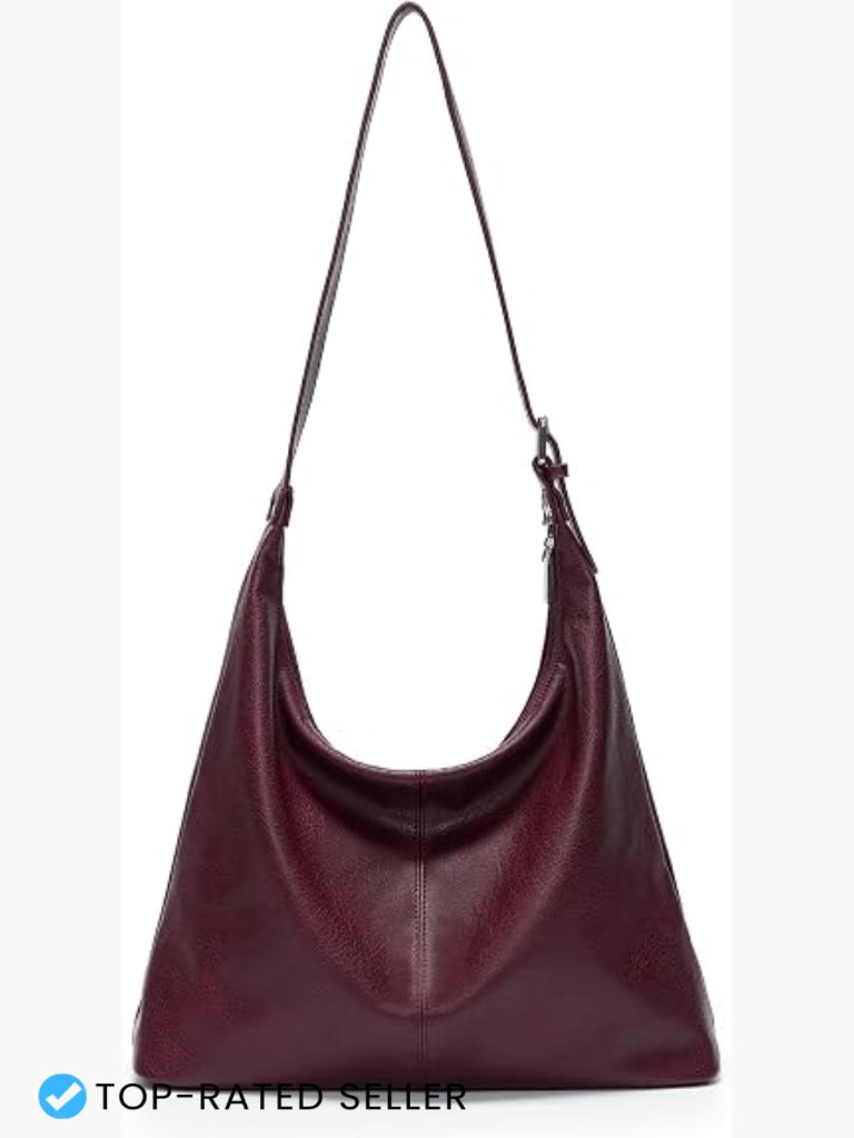 Slouchy Hobo Bag Large Vegan Leather Shoulder Purse With Adjustable Strap